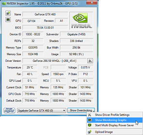 Mainfenster: Überwachungsanzeige